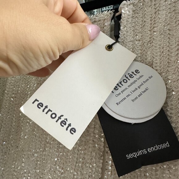 Retrofete NWT Grace Sequin Dress White Size L - Picture 6 of 7